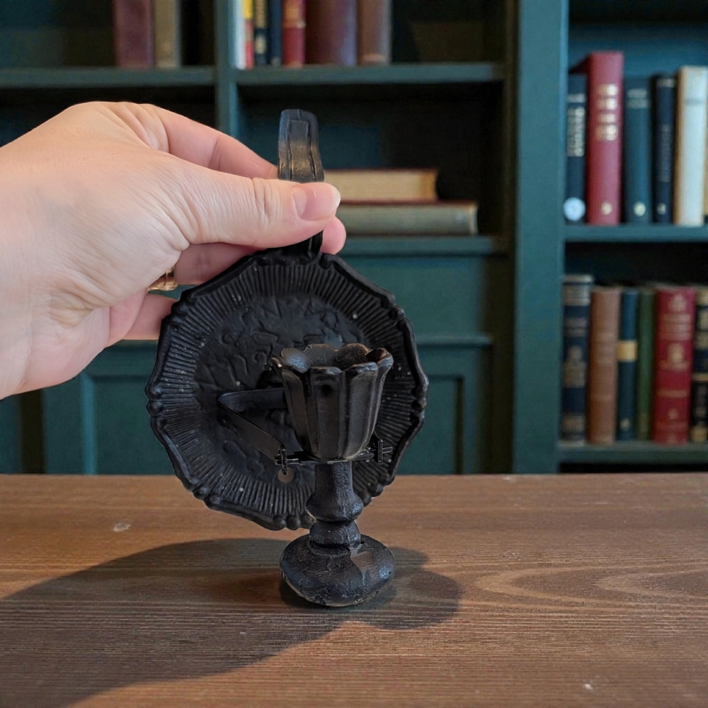 Vintage Cast Iron Swinging Weighted Candlestick Holder, Wall Sconce